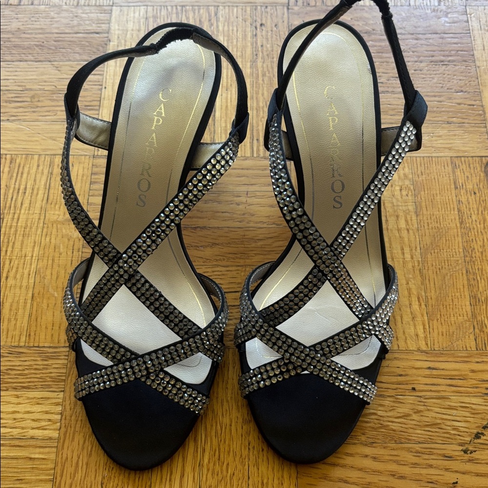 NWT Caparros Black Rhinestone Heels